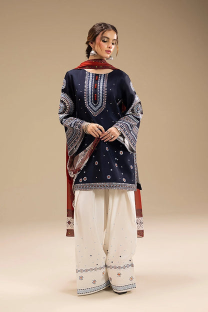 JAZMIN - UNSTITCHED 3PC DHANAK EMBROIDERED SUIT V241