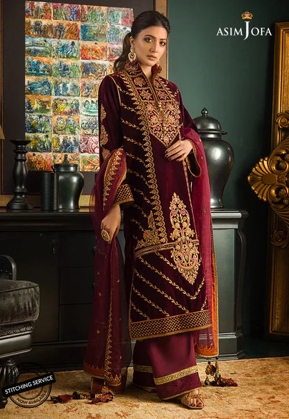 Asim jofa Embroidered Velvet 3piece suit - VL977