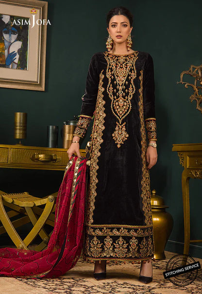 Asim jofa Embroidered Velvet 3piece suit - VL976