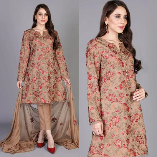Bareeze -Embroided 3pc Lawn Suit - VL1038