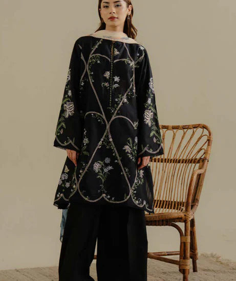 Khaddar 3 Piece Embroidered Dress - VL1144