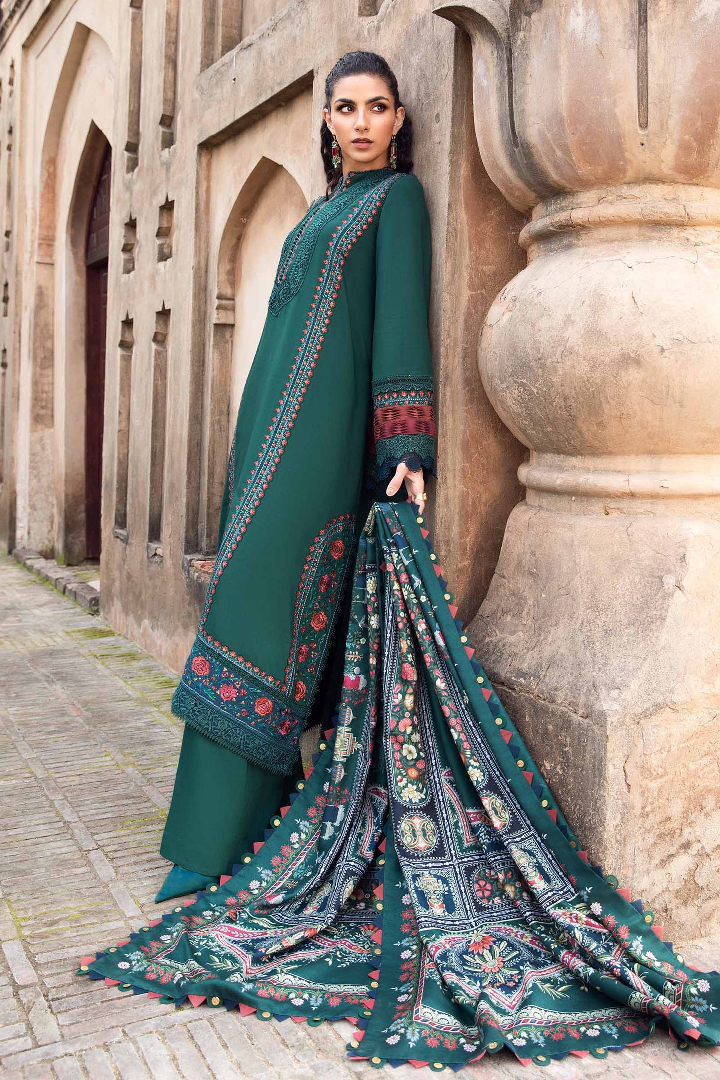 Mohagni - Winter 3PC Dhanak Embroidered Suit - VL1136