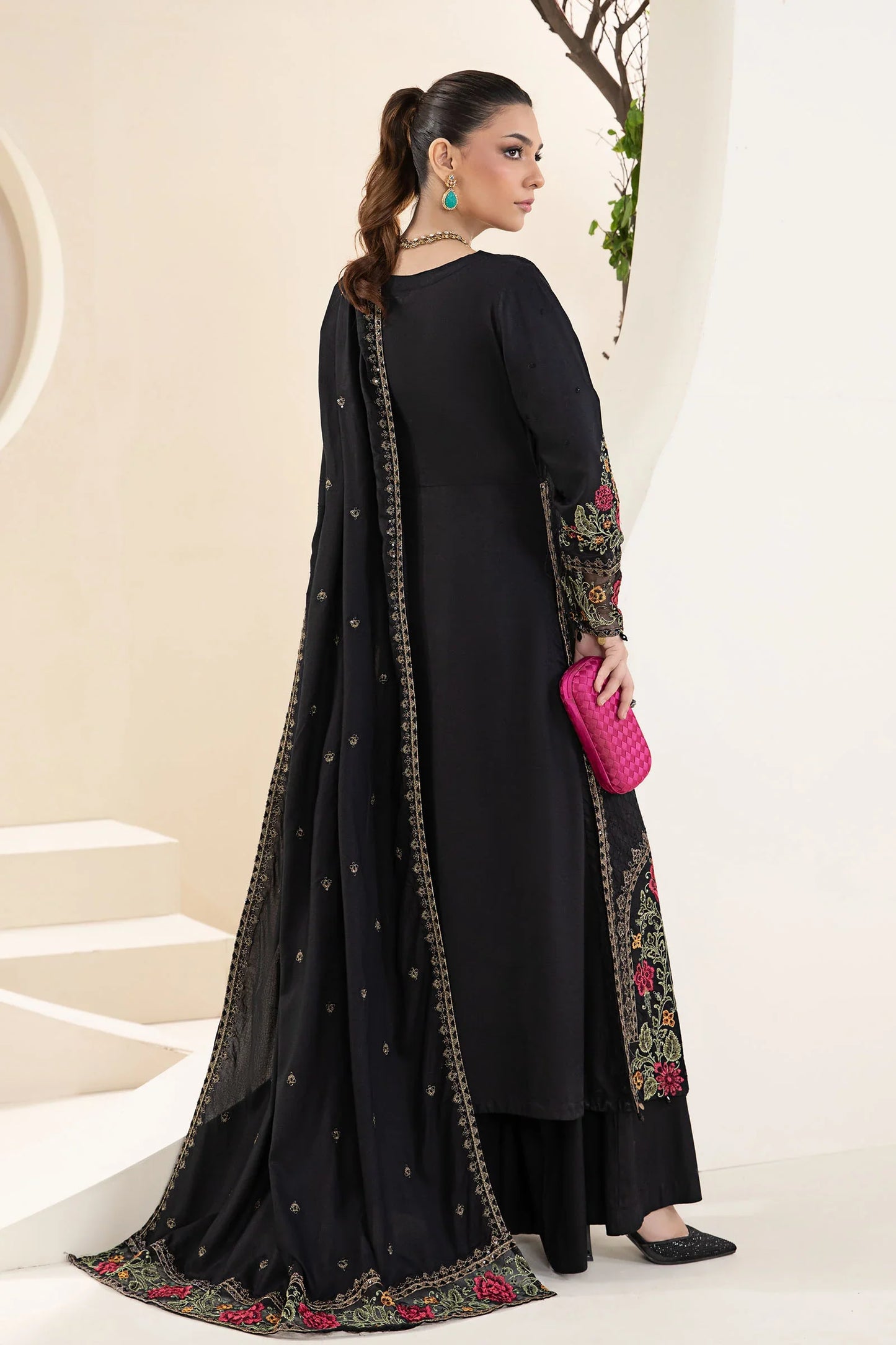 Khaddar 3 Piece Sequin Embroidered Dress - VL1143