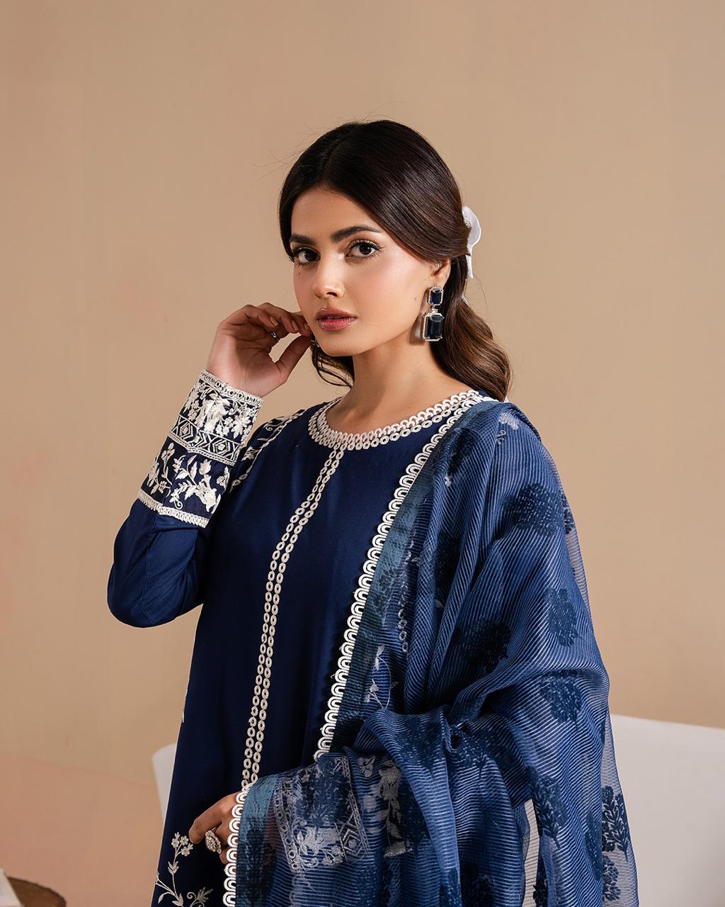 3 PC Lawn Embroidered Unstitched Suit - VL1026