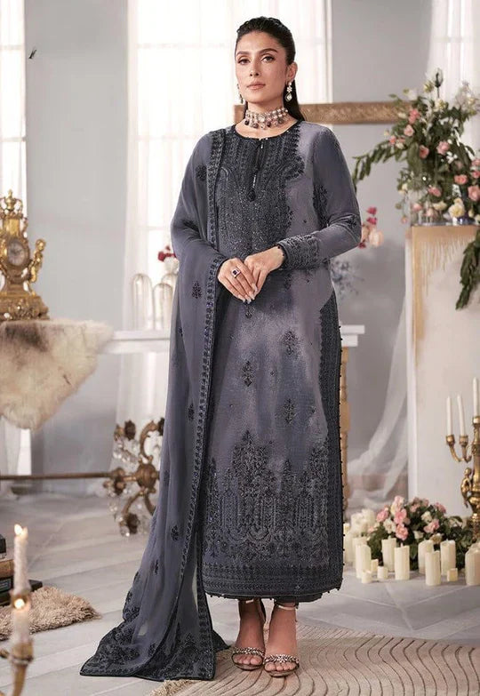 Asim Jofa - Velvet Dress with Pure Chiffon Embroidered Dupatta - VL991