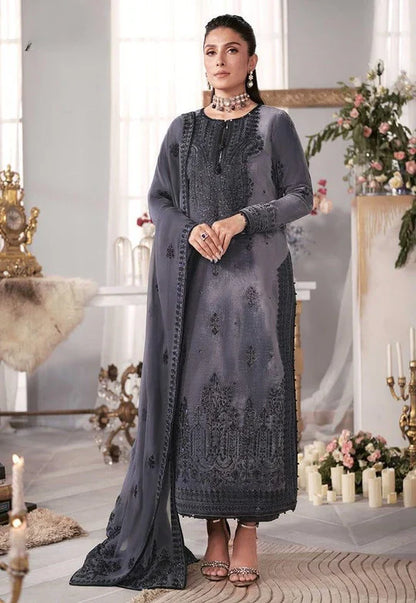 Asim Jofa - Velvet Dress with Pure Chiffon Embroidered Dupatta - VL991