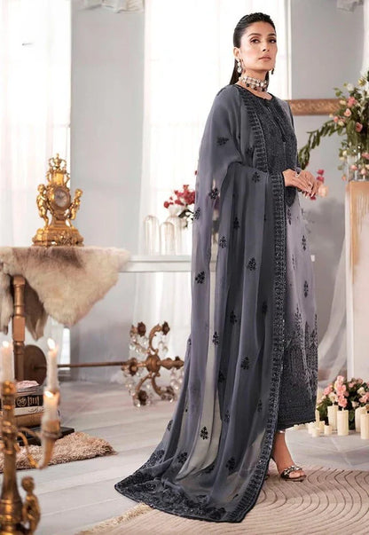 Asim Jofa - Velvet Dress with Pure Chiffon Embroidered Dupatta - VL991