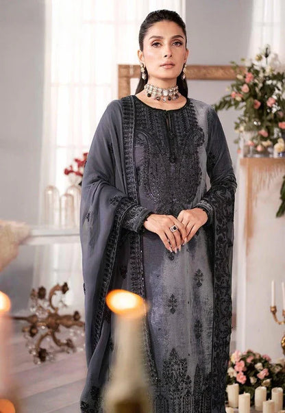 Asim Jofa - Velvet Dress with Pure Chiffon Embroidered Dupatta - VL991