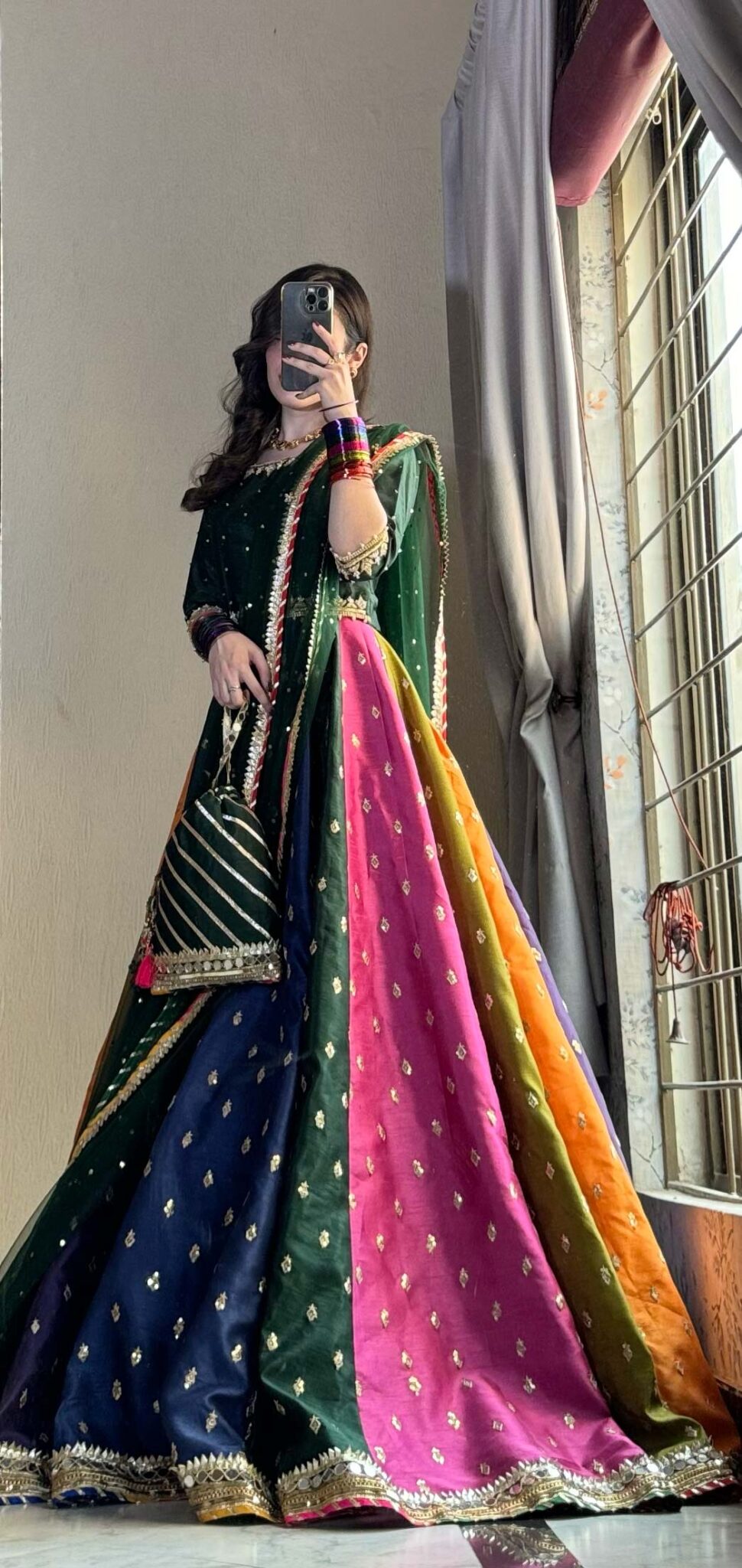 Kataan Silk 3 Piece Embroidered Lehenga - VL1141