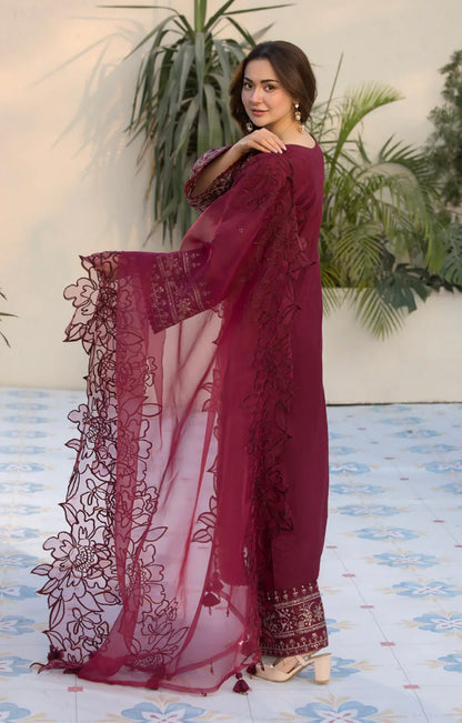 3PCs Embroidered Lawn Dress With Organza Embroidered Dupatta VL1015