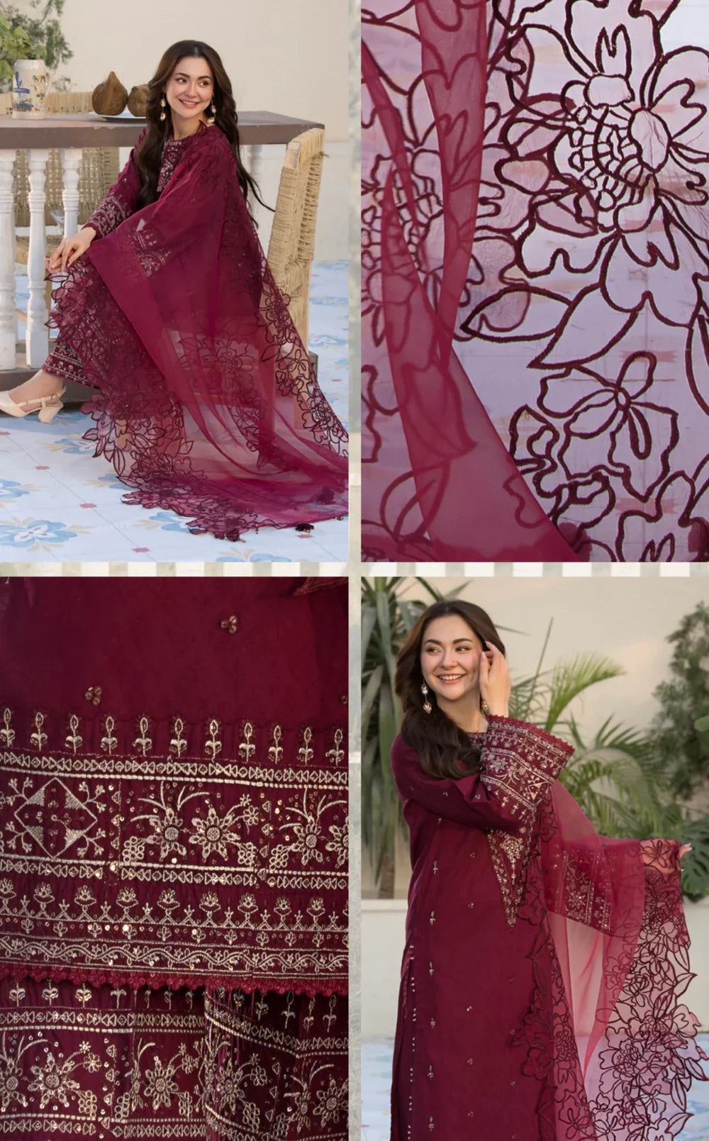 3PCs Embroidered Lawn Dress With Organza Embroidered Dupatta VL1015