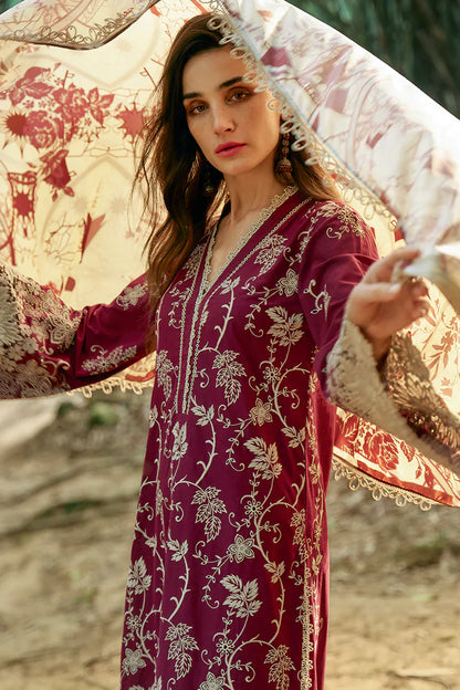 Asim Jofa, unstitched 3 piece embroidered Lawn summer suit - VL1046