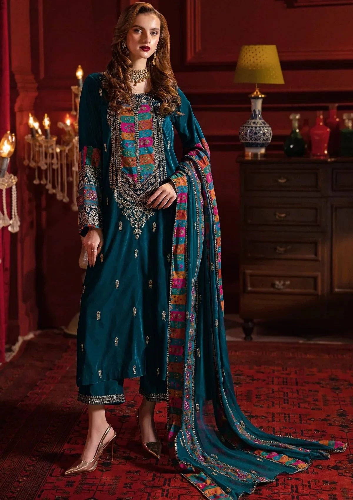 Asim Jofa - 3pc Embroidered Velvet Dress - VL988