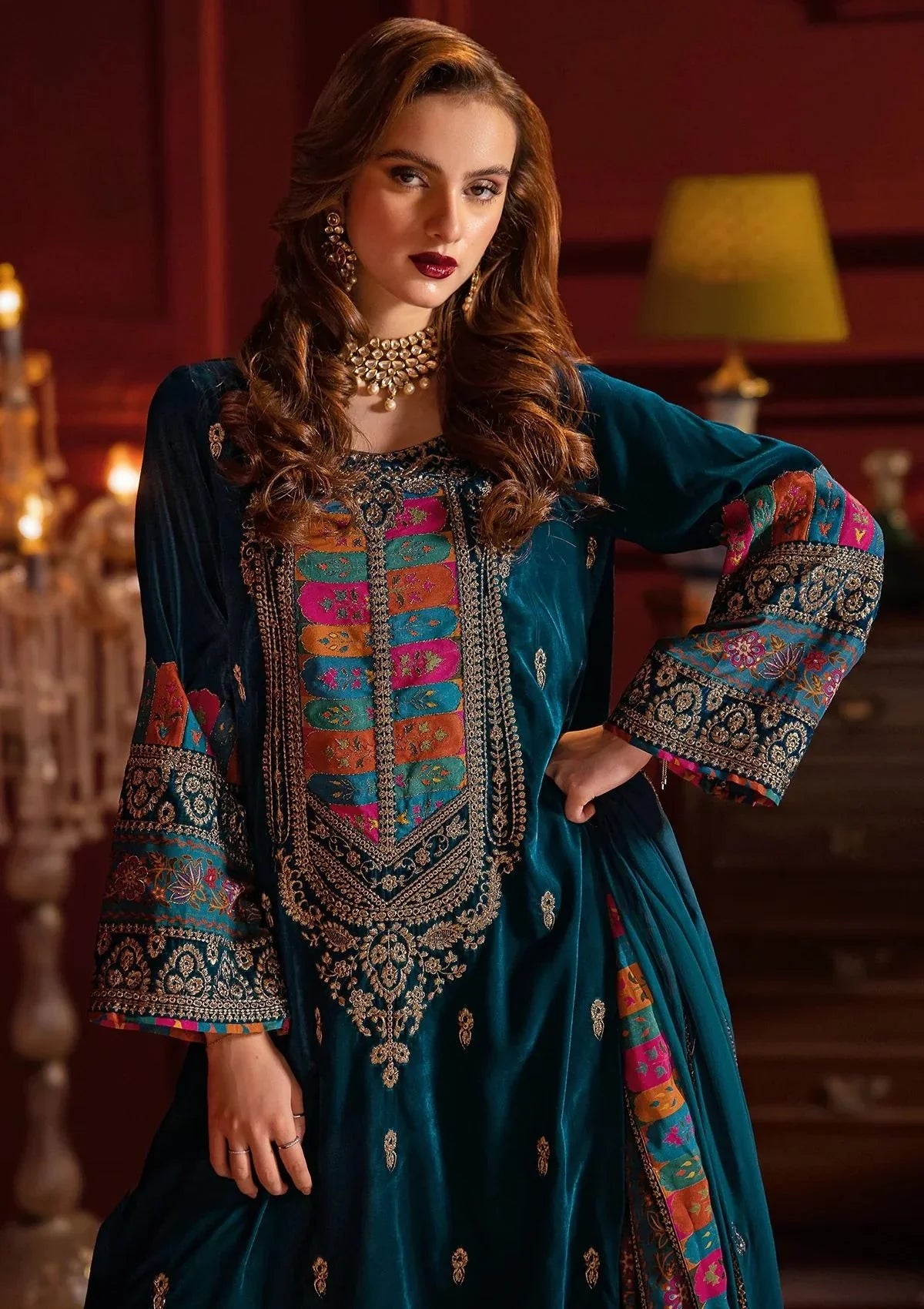 Asim Jofa - 3pc Embroidered Velvet Dress - VL988