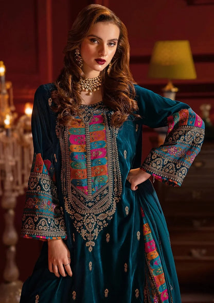 Asim Jofa - 3pc Embroidered Velvet Dress - VL988