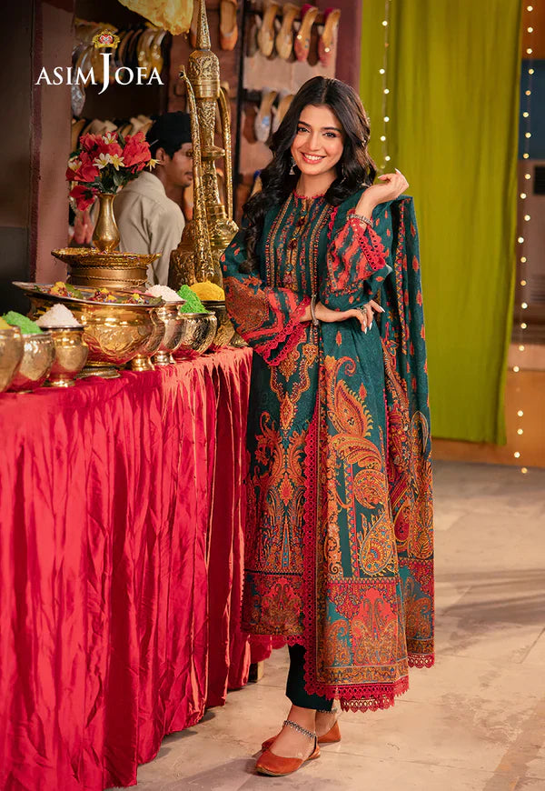 Asim Jofa - Winter 3PC Karandi Digital Print Dress - VL1200