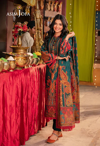 Asim Jofa - Winter 3PC Karandi Digital Print Dress - VL1200