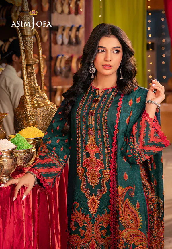 Asim Jofa - Winter 3PC Karandi Digital Print Dress - VL1200