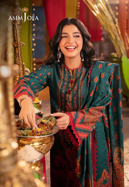 Asim Jofa - Winter 3PC Karandi Digital Print Dress - VL1200