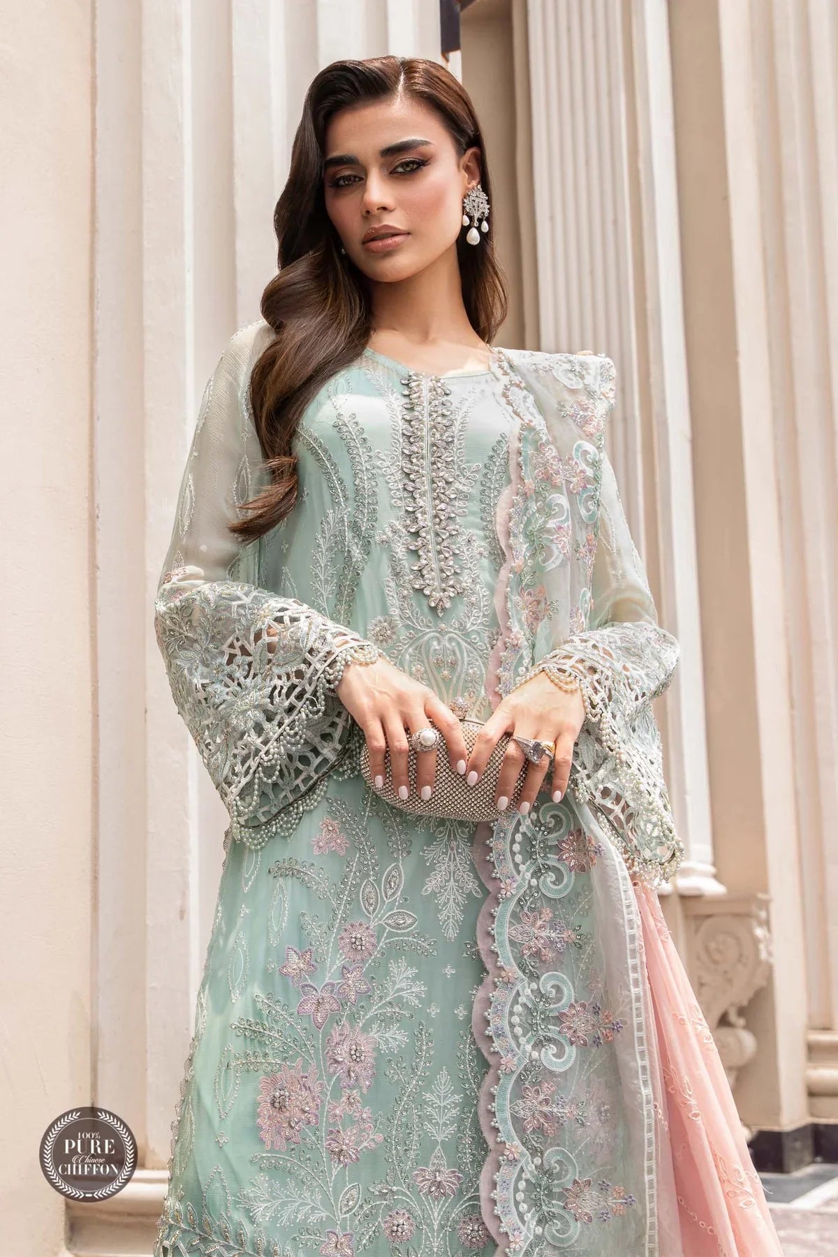3PC Organza Heavy Embroidered Shirt With Embroidered Organza Dupatta VL906