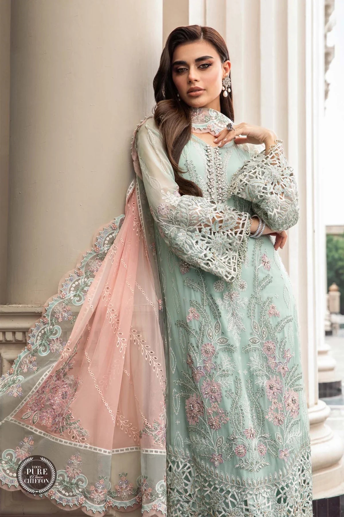 3PC Organza Heavy Embroidered Shirt With Embroidered Organza Dupatta VL906