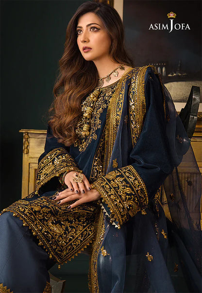 Asim Jofa - Embroidered Velvet 3piece suit - VL973