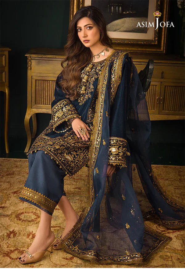 Asim Jofa - Embroidered Velvet 3piece suit - VL973