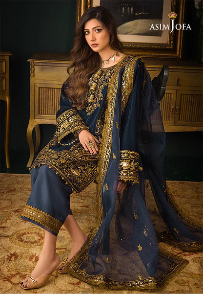 Asim Jofa - Embroidered Velvet 3piece suit - VL973