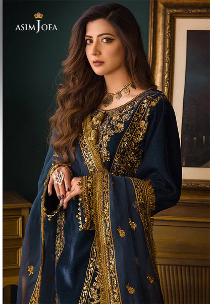 Asim Jofa - Embroidered Velvet 3piece suit - VL973