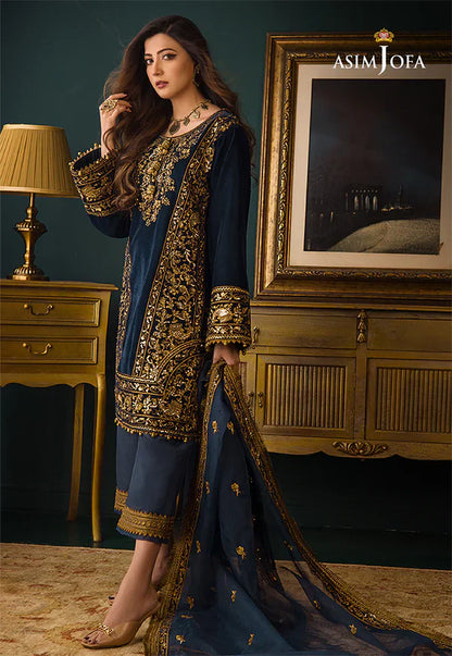 Asim Jofa - Embroidered Velvet 3piece suit - VL973