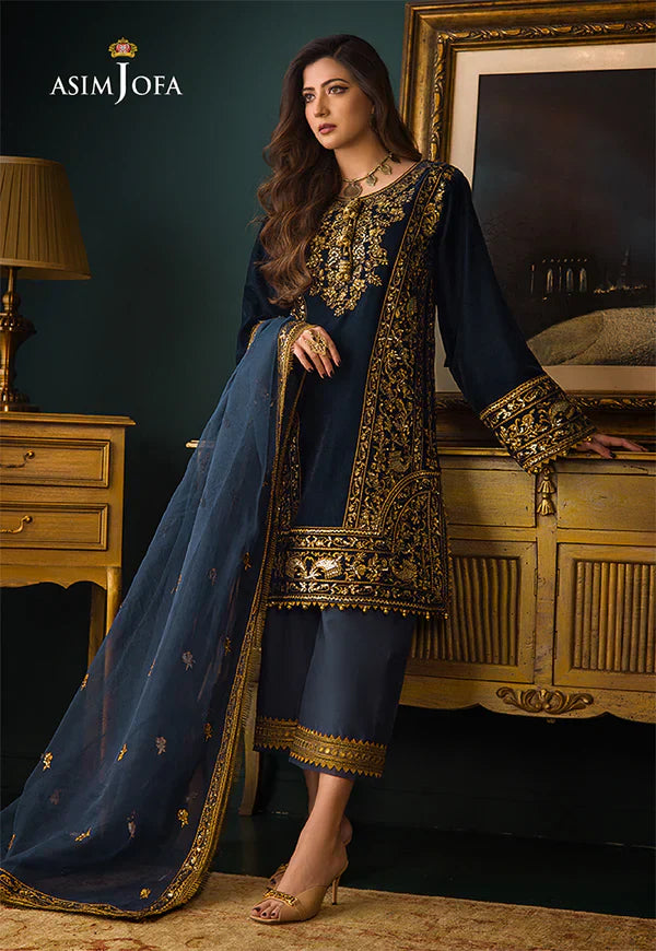 Asim Jofa - Embroidered Velvet 3piece suit - VL973