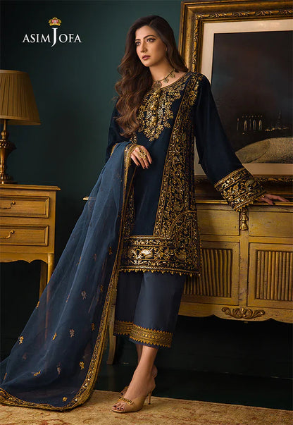 Asim Jofa - Embroidered Velvet 3piece suit - VL973