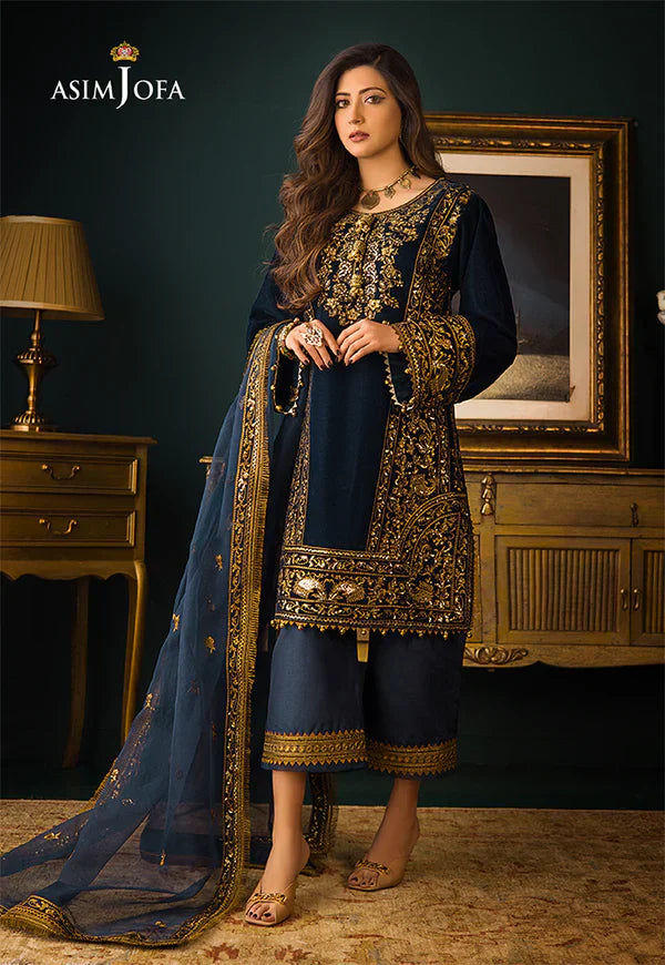 Asim Jofa - Embroidered Velvet 3piece suit - VL973