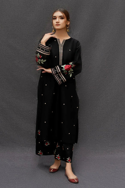 DHANAK 3PC EMBROIDERED SHIRT WITH DIGITAL PRINTED WOOL SHAWL- VL1127