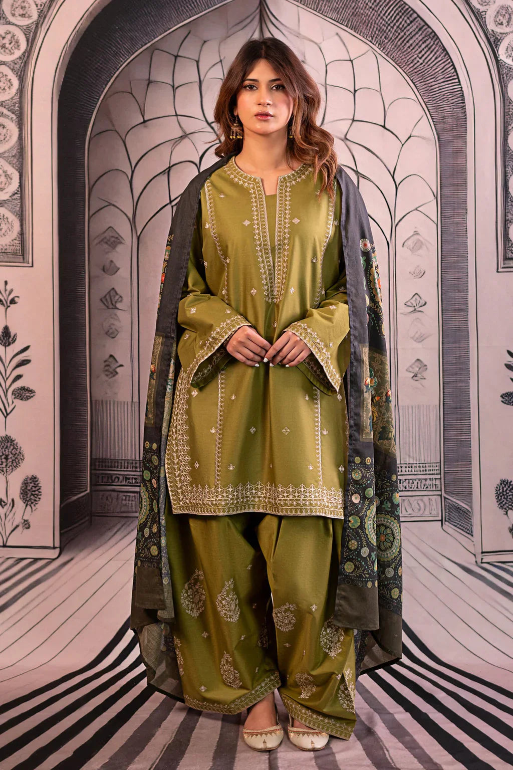 URGE-3PC DHANAK EMBROIDERED SUIT - VL1131