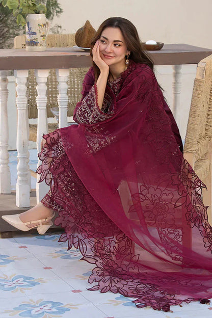 Velvet 3-Piece Dress with Embroidered Organza Dupatta - VL948