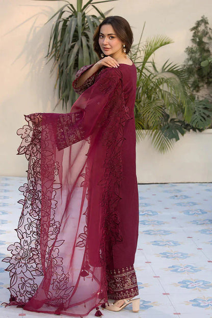 Velvet 3-Piece Dress with Embroidered Organza Dupatta - VL948