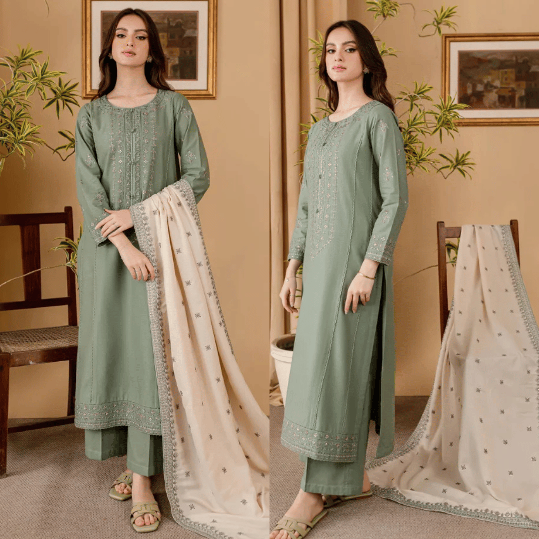 Sapphire - Winter 3PC Dhanak Embroidered Suit - VL1111