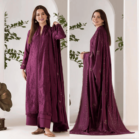 Sobia Nazir - Winter 3PC Dhanak Embroidered Suit - VL1117