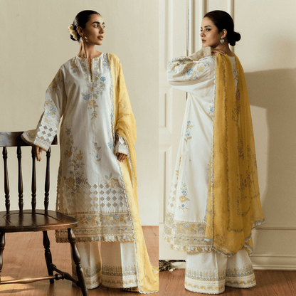 Mushq - 3PC Dhanak ChickenKari Embroidered Suit - VL1129