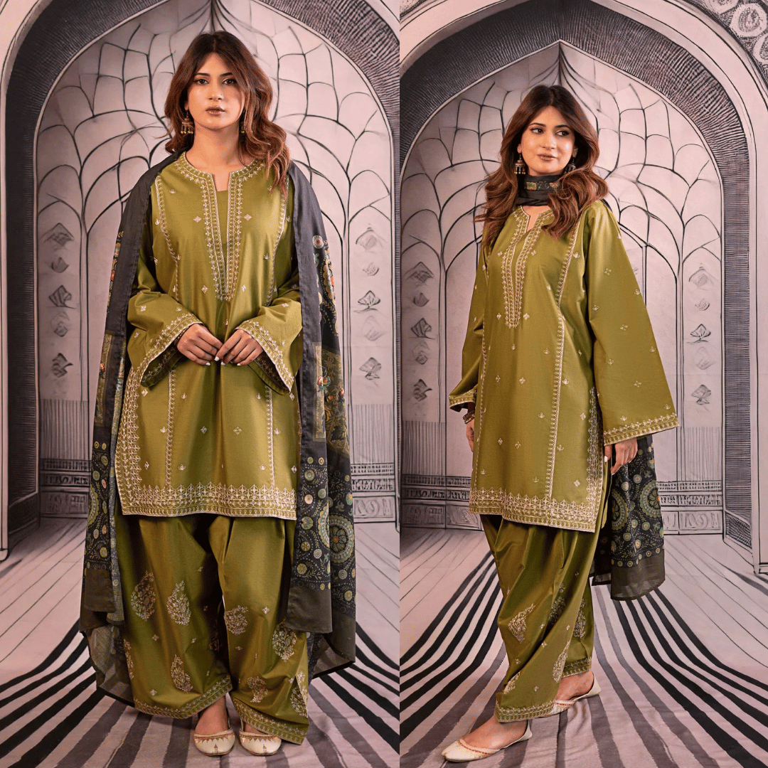 URGE-3PC DHANAK EMBROIDERED SUIT - VL1131