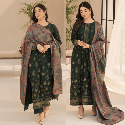 Mohagni - Winter 3PC Dhanak Embroidered Suit - VL1132