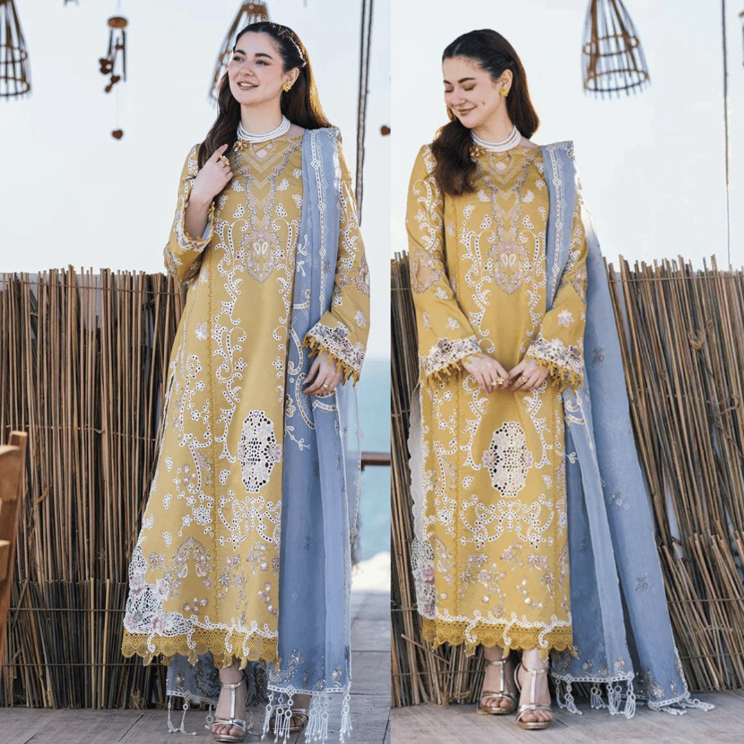 Asim Jofa - 3PC Dhanak Chickenkari Embroidered Suit - VL1138