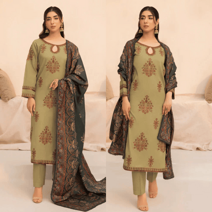 Mohagni - 3PC Dhanak Embroidered Suit - VL1152