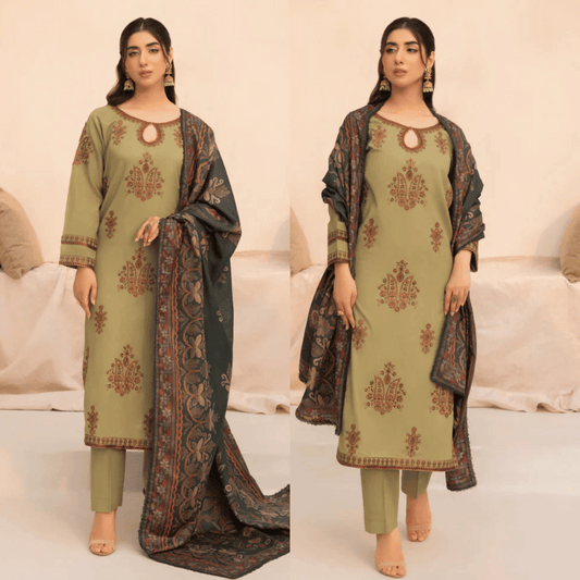 Mohagni - 3PC Dhanak Embroidered Suit - VL1152