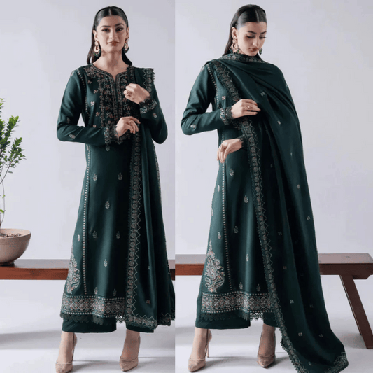 Asim Jofa - Winter 3PC Dhanak Embroidered Suit - VL1157