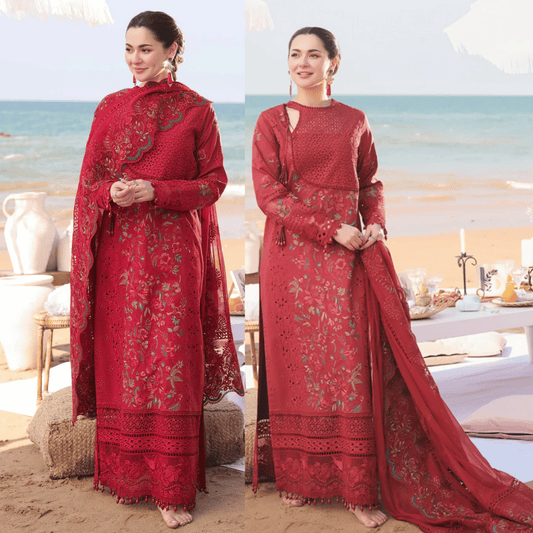 Qalamkar - Dhanak 3-Piece Embroidered Dress - VL1161