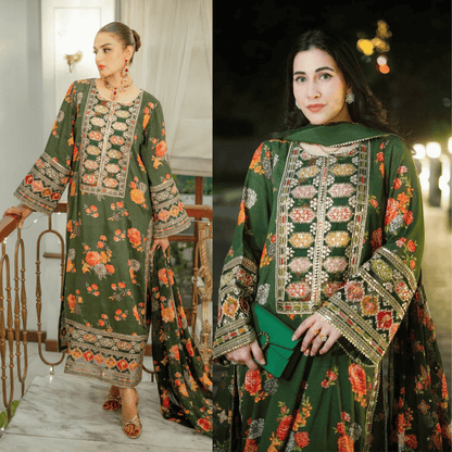 Veezal - Heavy Embroidered Silk 3 Pc Suit - VL1163