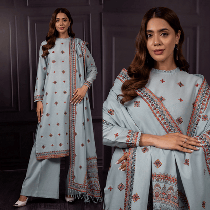 Asim Jofa - Winter 3PC Dhanak Embroidered Suit - VL1165