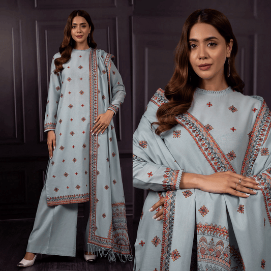 Asim Jofa - Winter 3PC Dhanak Embroidered Suit - VL1165